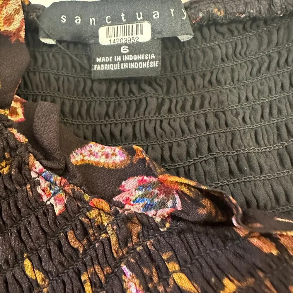 Sanctuary Brown Floral Babydoll Mini Dress Size 6 Cottagecore Fall Country $149 - Picture 9 of 9